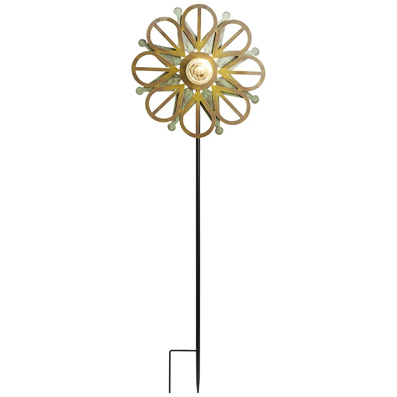 Solar-Powered Copper Patina Wind Spinner - Image 4