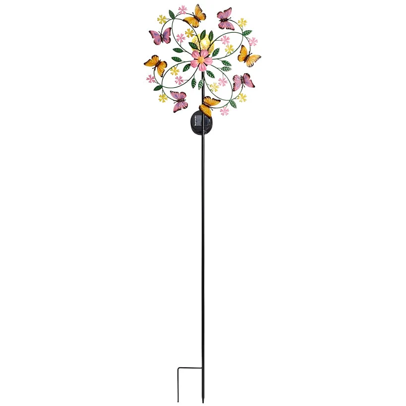 Spring Butterfly Spinning Solar Garden Stake - Image 2