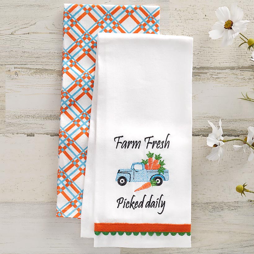 Spring Truck Embroidered Kitchen Towels, Set of 2 - Image 2