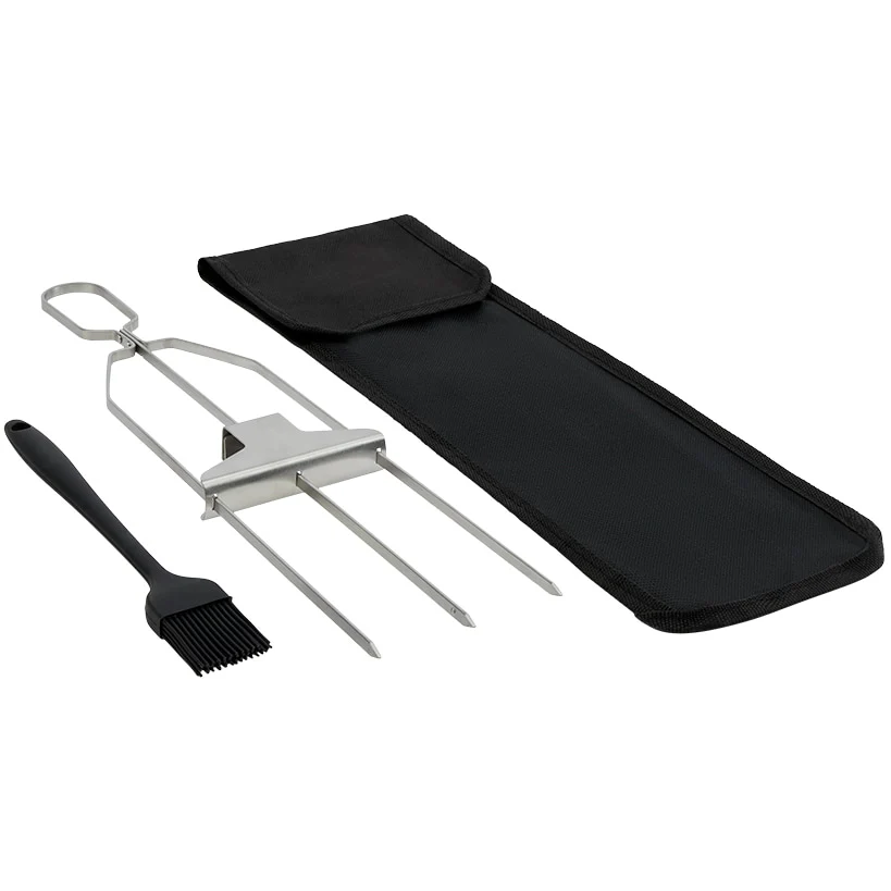 Stainless Steel BBQ Skewer with Brush and Storage Pouch - Image 2