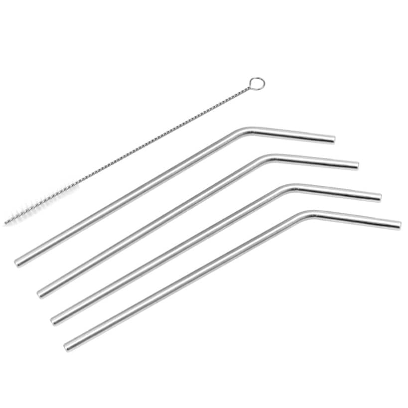 Stainless Steel Straws and Cleaning Brush Set of 4 - Image 2