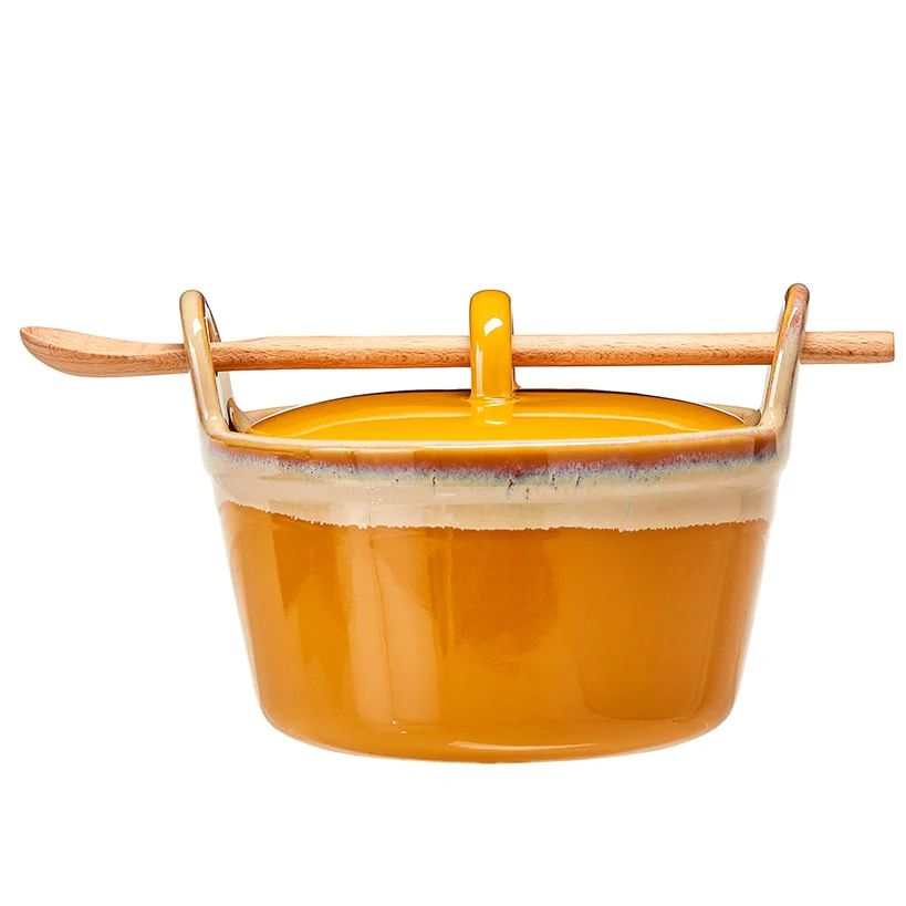 Stoneware Casserole Dish with Wooden Spoon - Image 3