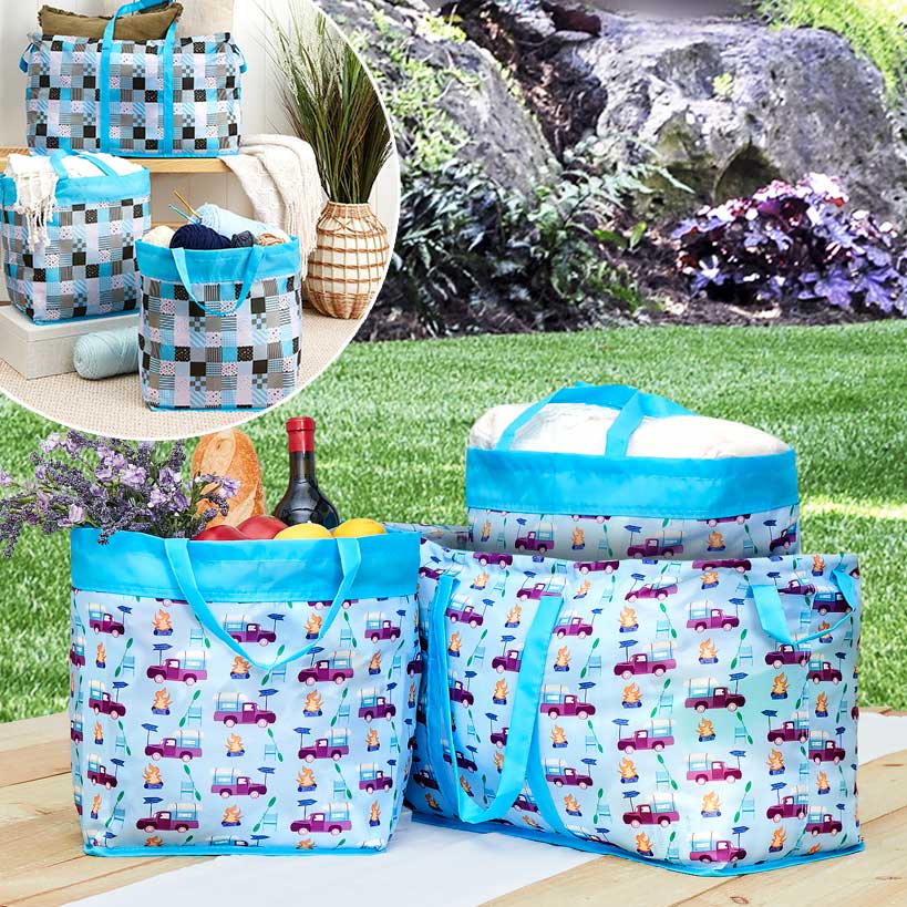 Storage Bin Totes for Home - Americana or Glamping - Set of 3