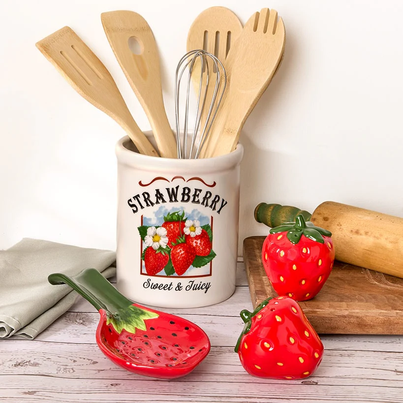 Strawberry Fields Decorative Utensil Crock - Image 2