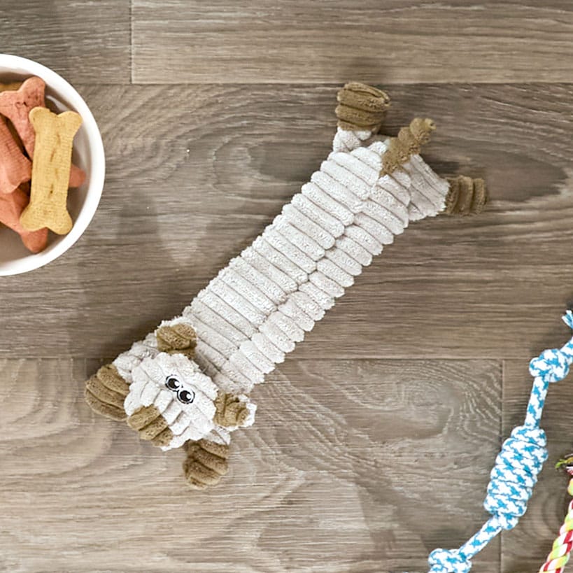 Stuffing-Free Soft Plush Corduroy Dog Chew Toy Pig Cow Or Dog Shaped - Image 4