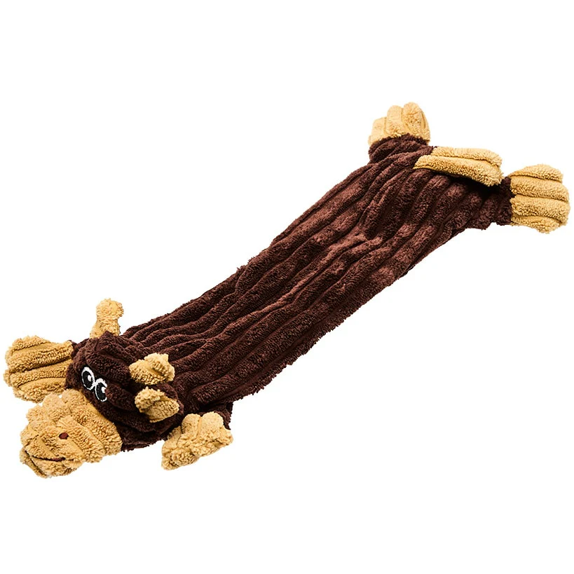 Stuffing-Free Soft Plush Corduroy Dog Chew Toy Pig Cow Or Dog Shaped - Image 6