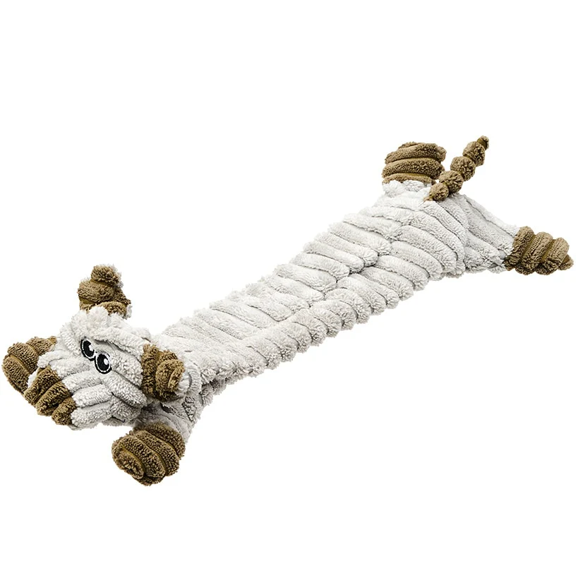 Stuffing-Free Soft Plush Corduroy Dog Chew Toy Pig Cow Or Dog Shaped - Image 7