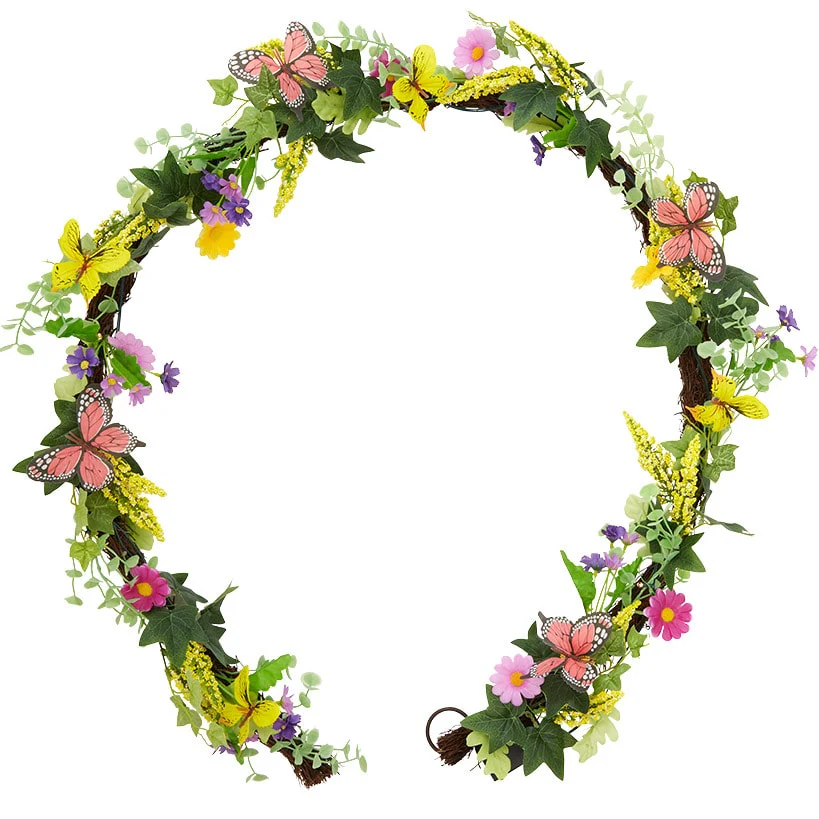 Summer Butterfly and Flower Lighted Wreath or Garland-Seasonal Decor - Image 4