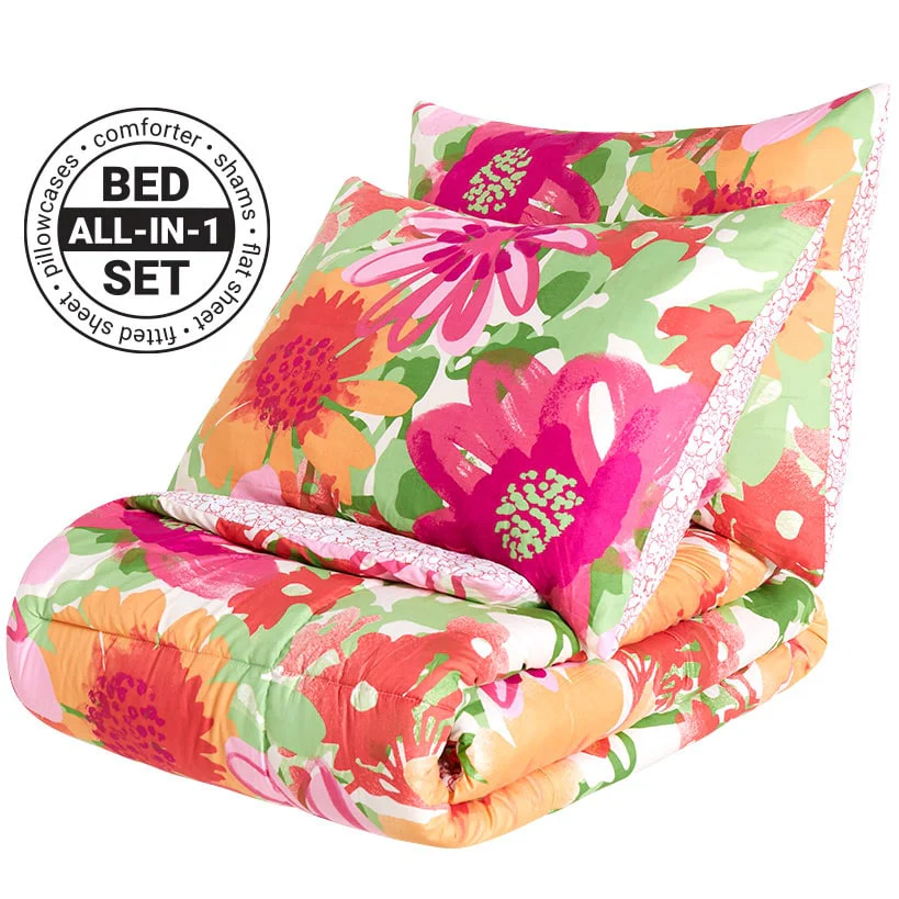 Summer Floral Reversible Queen or King Complete Comforter Set - Image 3