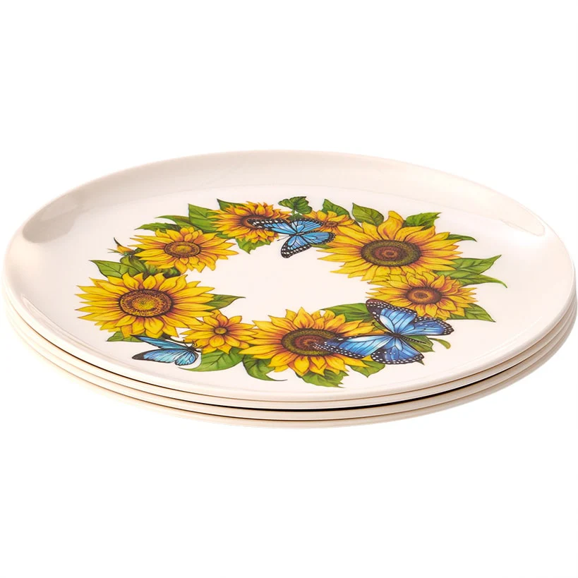 Sunflower and Butterfly 8" Melamine Plates - Set of 4 - Image 4