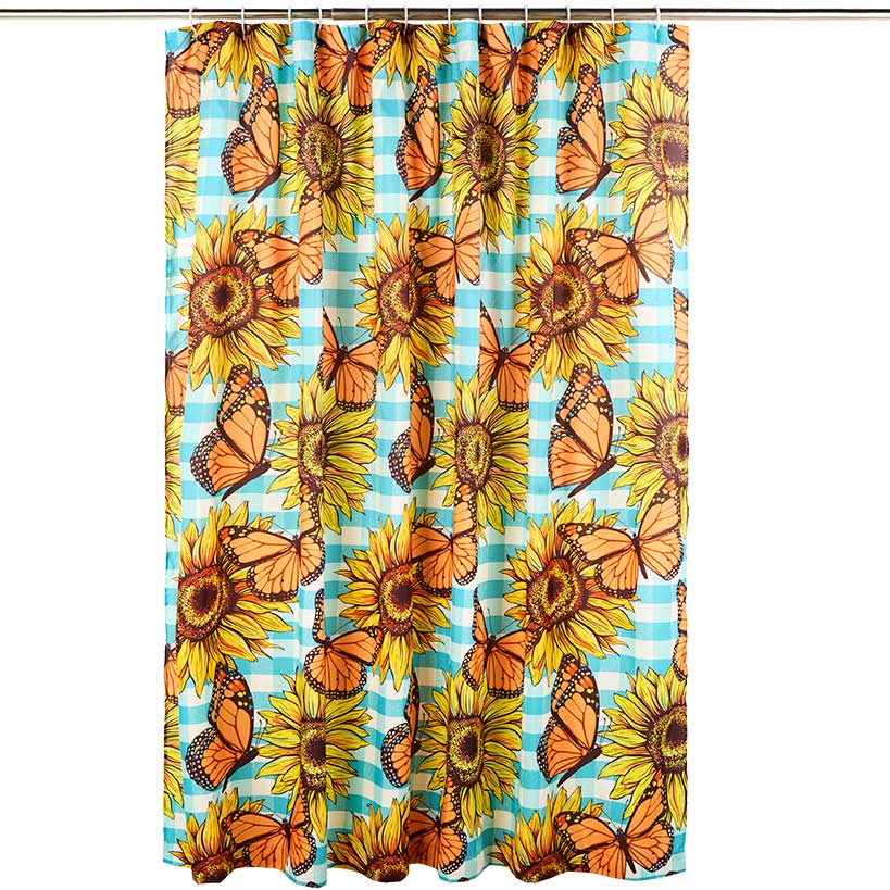 Sunflower and Butterfly Shower Curtain or Memory Foam Bath Rug - Image 4