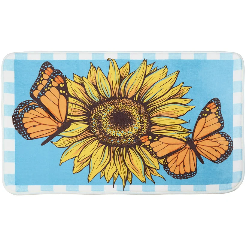 Sunflower and Butterfly Shower Curtain or Memory Foam Bath Rug - Image 5