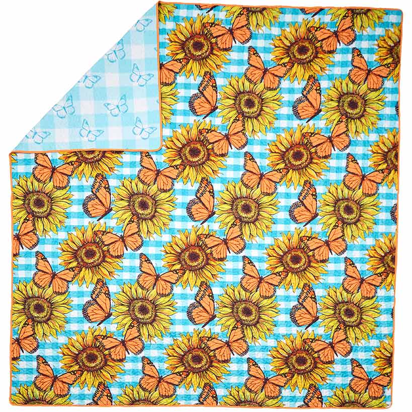 Sunflower Butterfly Full/Queen or King Quilt, Sham, or Decorative Pillow - Image 2