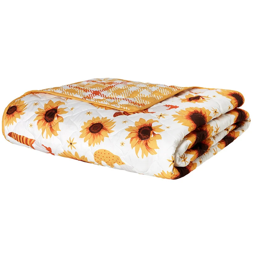 Sunflowers and Gnomes Full/Queen or King Quilt, Sham, or Accent Pillow - Image 2
