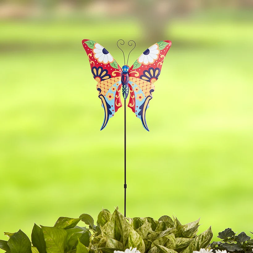 Talavera-Inspired Garden Stakes-Butterfly or Hummingbird - Image 6