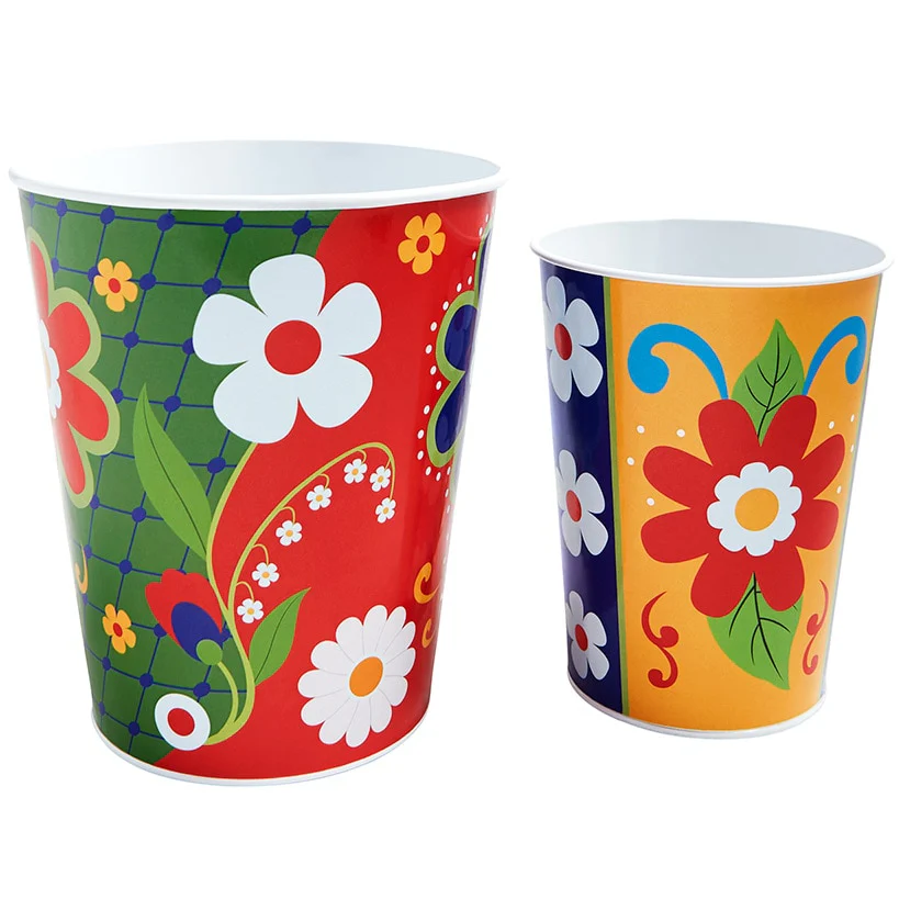 Talavera-Inspired Metal Planters - Set of 2 - Image 3