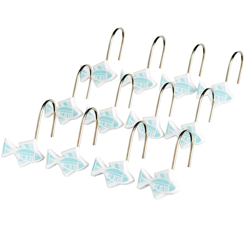Tisa Fish Shower Curtain, Bath Rug, Hand Towels, Valance, or Hooks - Image 5