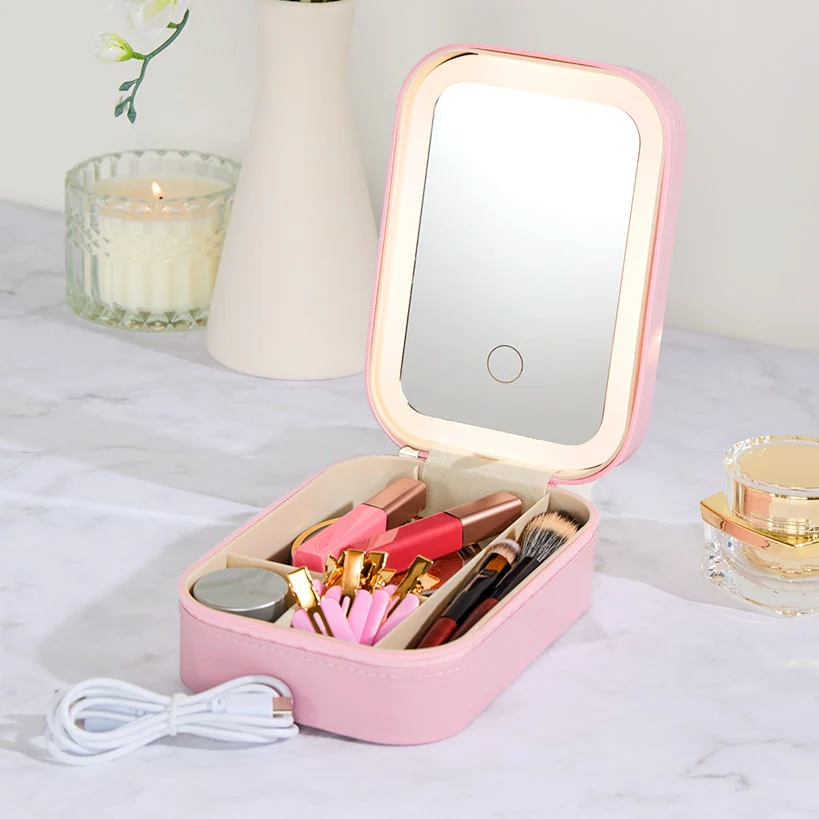 Travel Cosmetic and Makeup Case with LED Mirror - Image 3