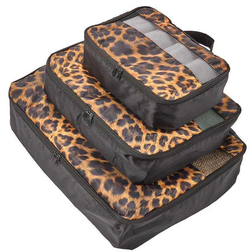Travel Packing Cubes in Cheetah Print - Set of 3 - Image 4