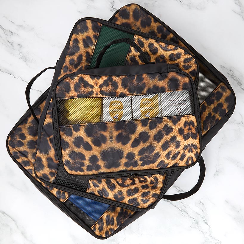 Travel Packing Cubes in Cheetah Print - Set of 3 - Image 5