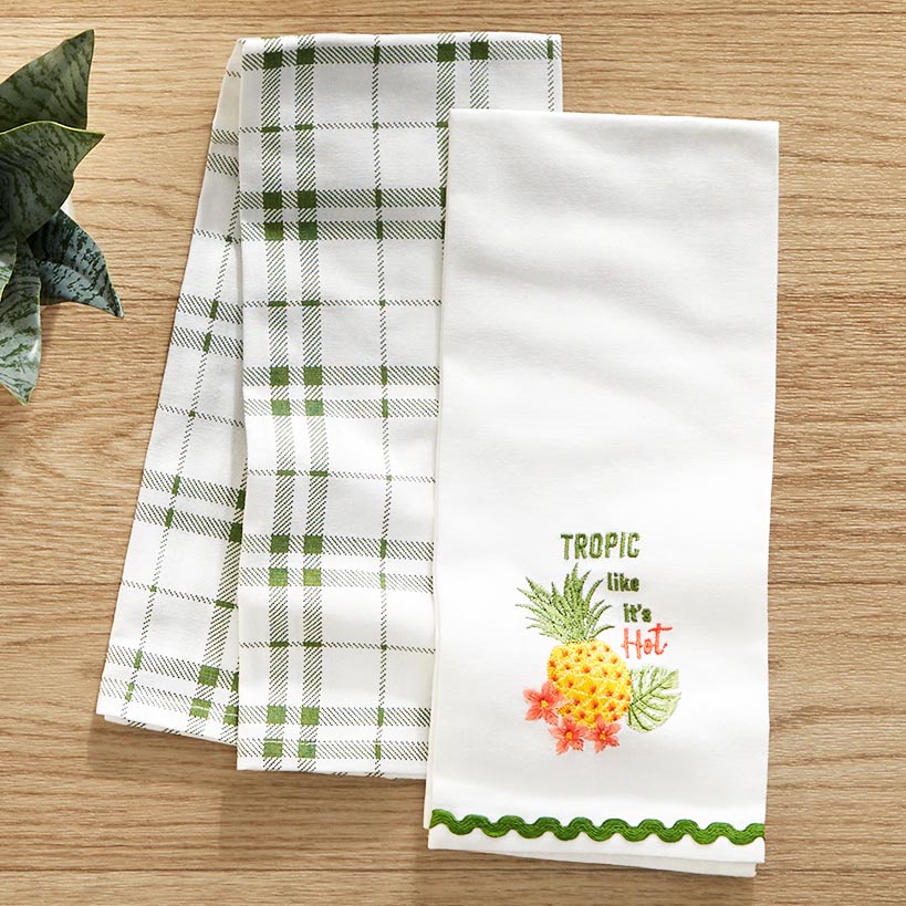 Tropical Embroidered Kitchen Towels, Set of 2 - Image 3