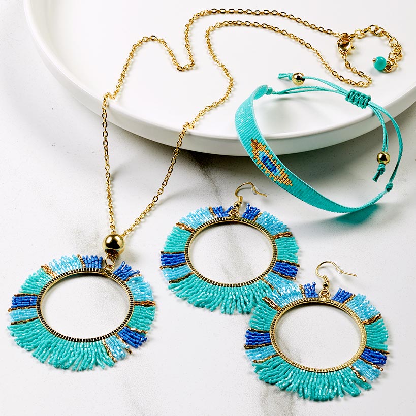Turquoise Fringe Beaded Jewelry - Image 2