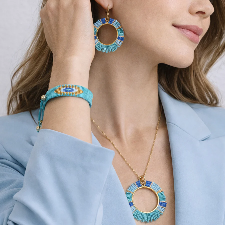 Turquoise Fringe Beaded Jewelry - Image 4