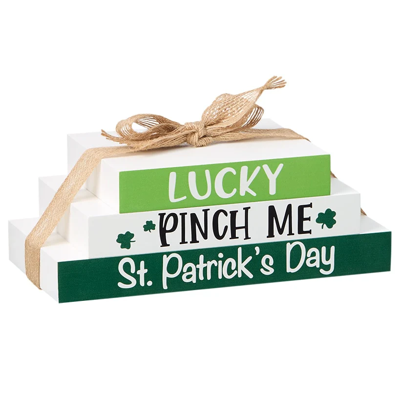 Two-in-One Valentine's and St Patrick's Stacked Block Sign Décor - Image 2