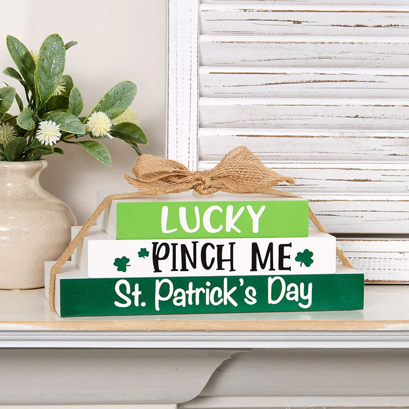 Two-in-One Valentine's and St Patrick's Stacked Block Sign Décor - Image 4