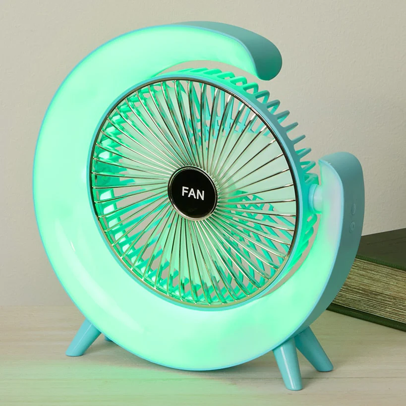 USB Rechargeable Desktop Fan With LED Lights - Image 4