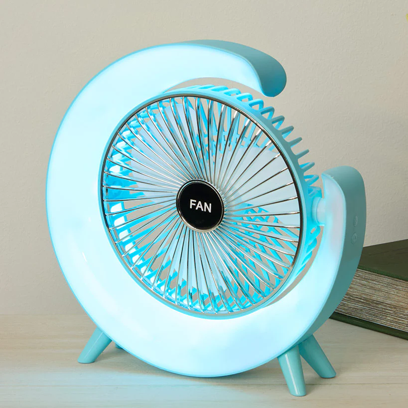 USB Rechargeable Desktop Fan With LED Lights - Image 5