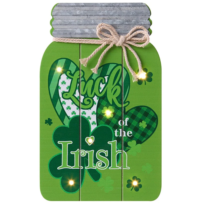 Lighted Mason Jar Wall Plaque With Saying for Valentine's and St Patrick's - Image 10