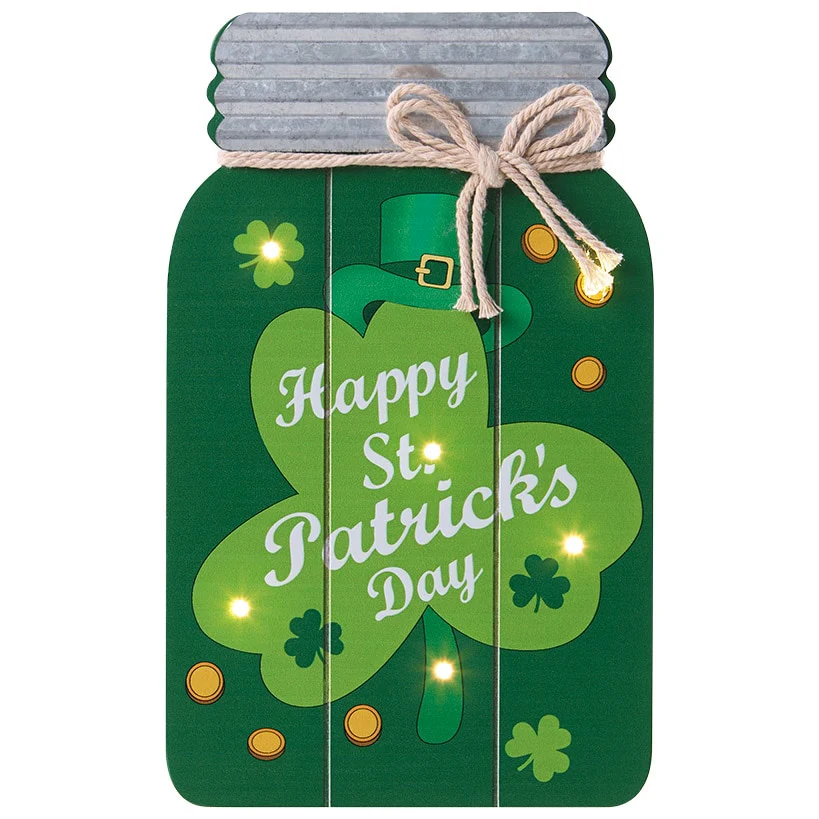 Lighted Mason Jar Wall Plaque With Saying for Valentine's and St Patrick's - Image 11