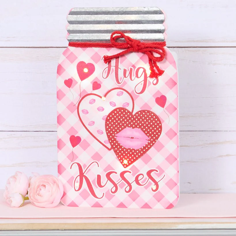 Lighted Mason Jar Wall Plaque With Saying for Valentine's and St Patrick's - Image 2
