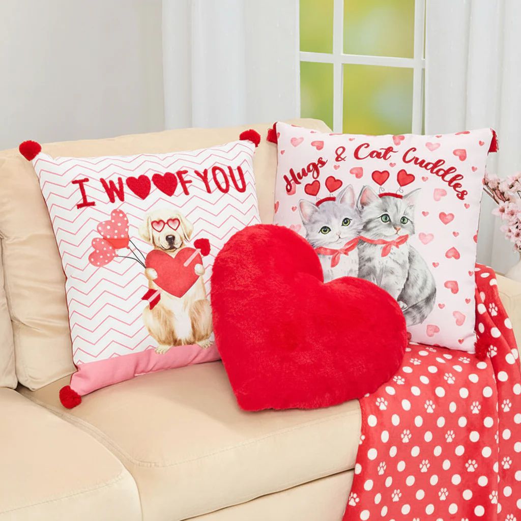 Valentine's Day Embroidered Decorative Pillow - Image 3