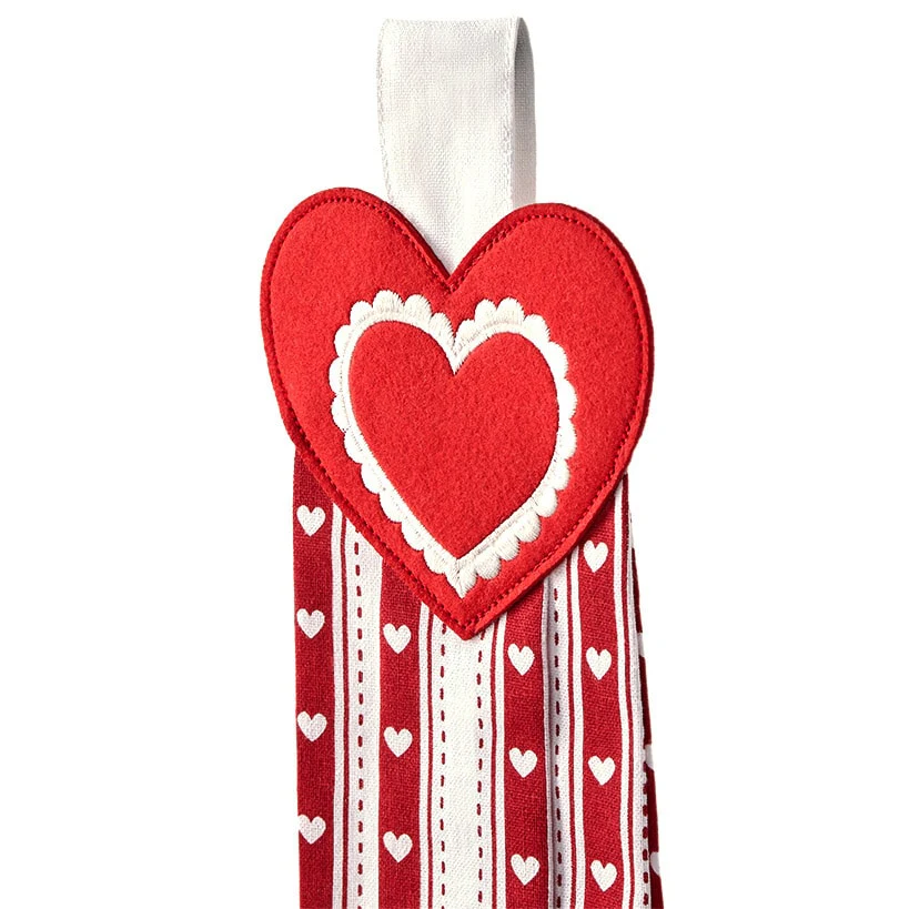 Valentine's Day Kitchen Tie Towels Hearts Set of 2 - Image 2