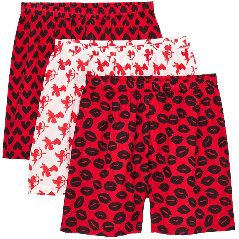 Valentine's Day Men's Boxer Set of 3 Red White Black - Image 2