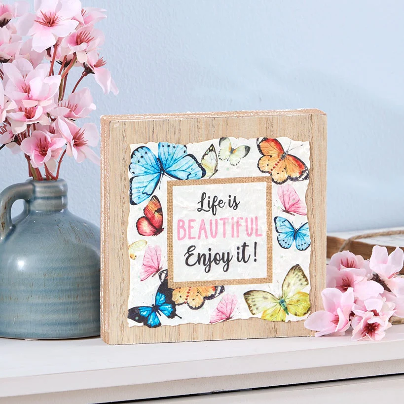 Vibrant Butterfly Sentiment Hanging Sign or Block Signs - Image 3