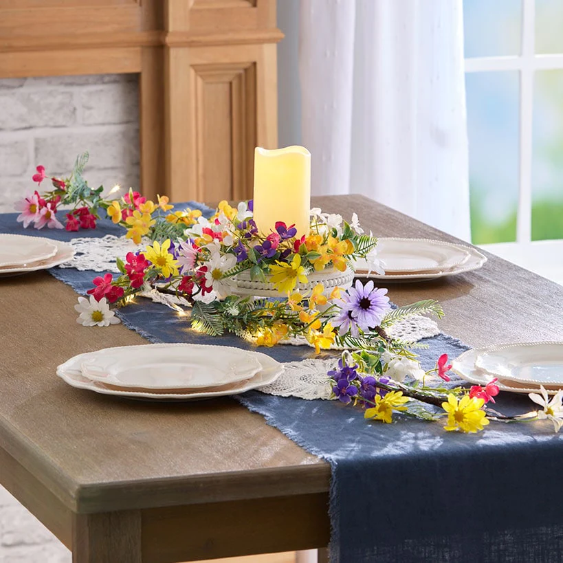 Vibrant Wildflower Garland or LED Candle Ring - Image 7