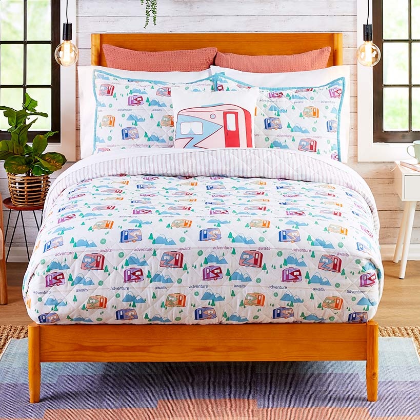 Vintage Camper Reversible Quilt, Sham, or Accent Pillow - Image 3