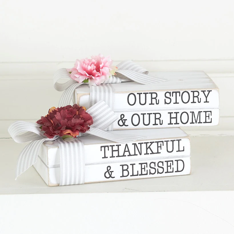 Set of 2 Vintage Book Decor Accents