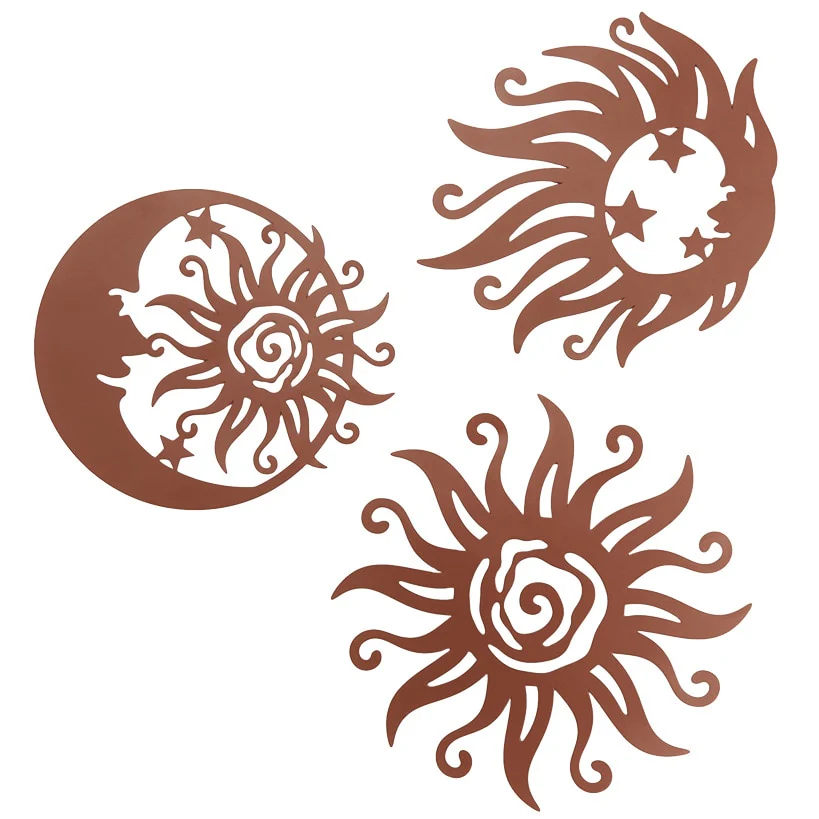 Wall Art Celestial Metal 3 Piece Set Sun And Moon Decor - Image 3