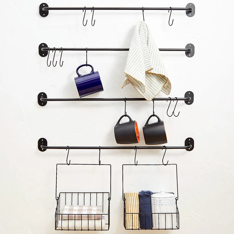 Wall-Mounted 4-Tier Coffee Mug Rack with Baskets