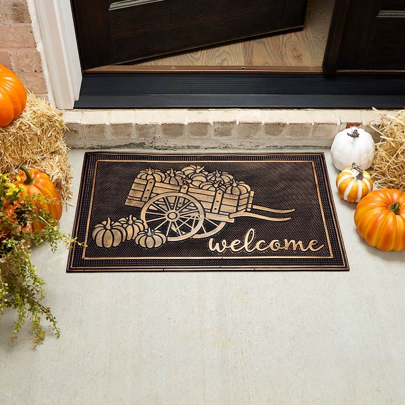 Welcome Garden Wagon Rubber Doormat or Set of 2 Rubber Stair Treads - Image 2