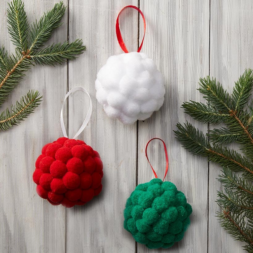 Whimsical Felt Pom Pom Ornaments Set of 3 - Image 3