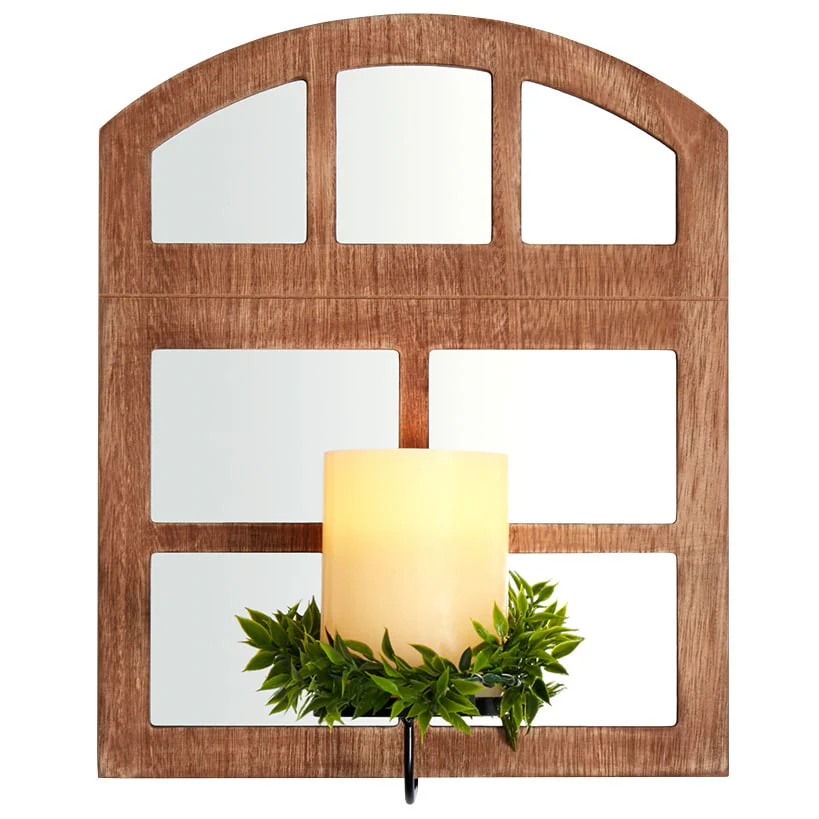 Windowpane Mirror Wall Sconce With Candle - Black, Natural, or White - Image 12