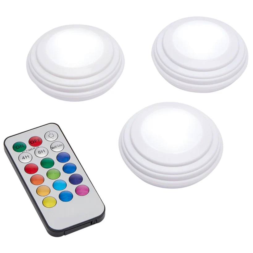 Wireless LED Color-Changing Puck Lights With Remote Set of 3 - Image 2