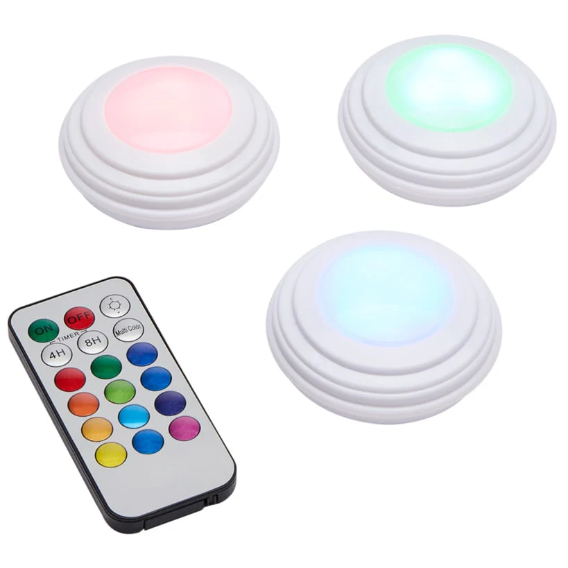 Wireless LED Color-Changing Puck Lights With Remote Set of 3 - Image 4