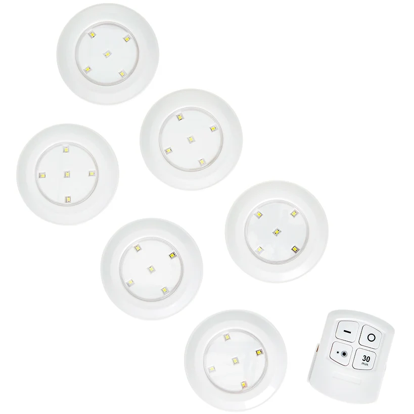 Wireless LED Puck Lights - Versatile, Battery Operated, 6 Pc with Remote - Image 3