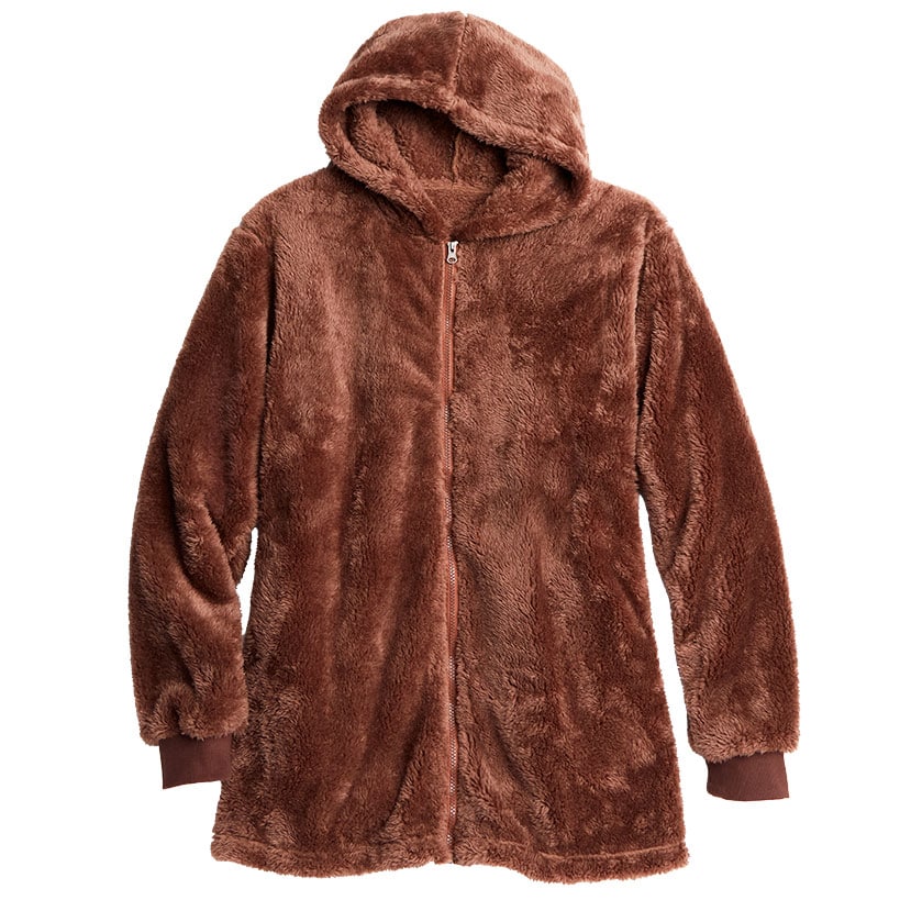 Women's Brown Zip-Up Fleece Hoodie - Image 3